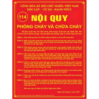 Bảng nội quy phòng cháy và chữa cháy