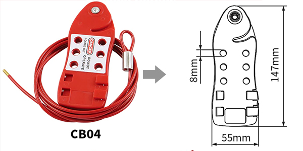 Khóa cáp tay nắm hình cá 4mm LOCKEY CB04 3