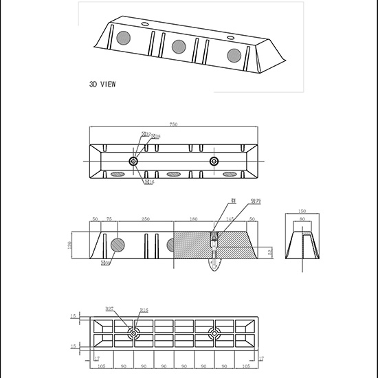 Chặn lùi sau bánh xe hơi nhựa PP dài 75cm Hi Q CSP 750A 1