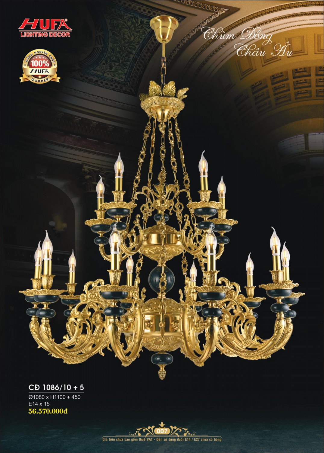 Đèn chùm đồng HUFA CĐ 1086 10 5