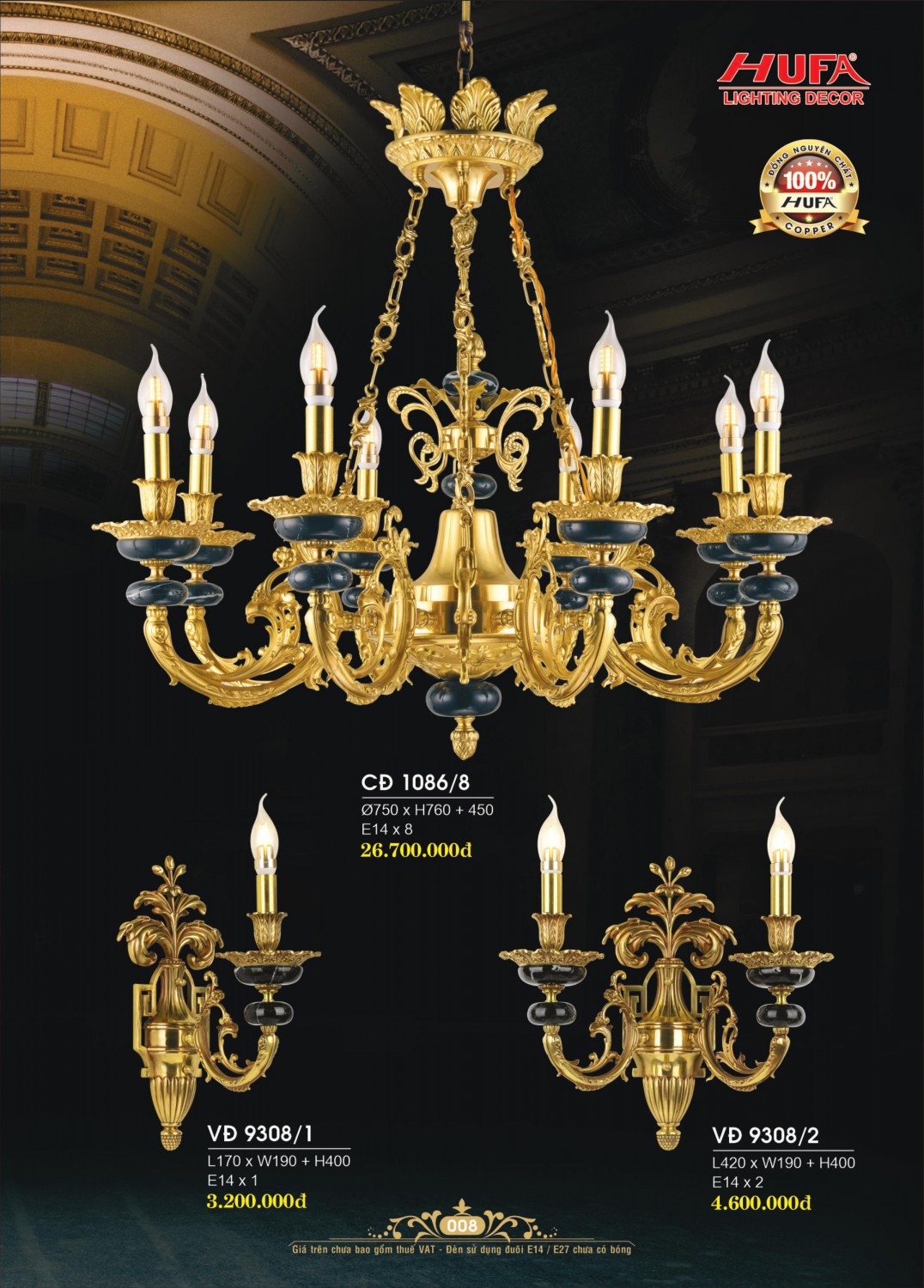 Đèn chùm đồng HUFA CĐ 1086 8