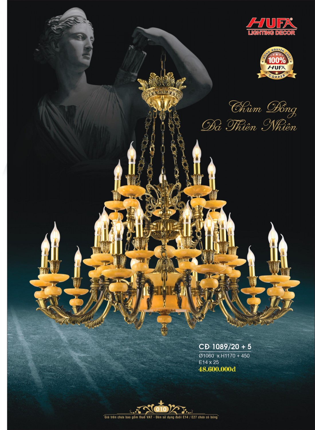 Đèn chùm đồng HUFA CĐ 1089 20+5
