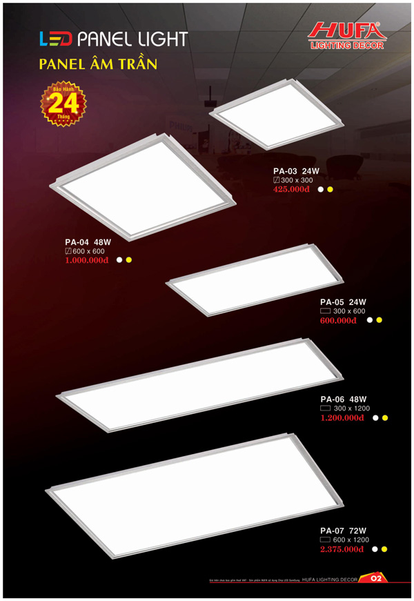 Đèn PANEL âm trần 24W HUFA PA 03 1