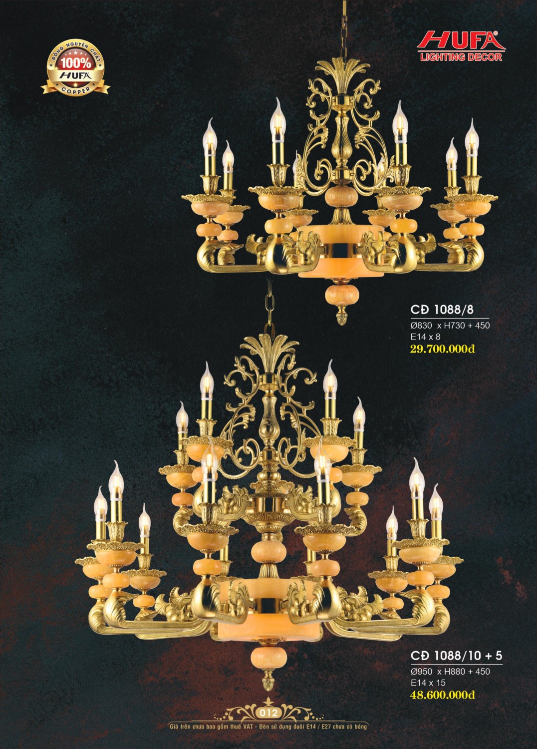 Đèn trần chùm đồng HUFA CĐ 1088